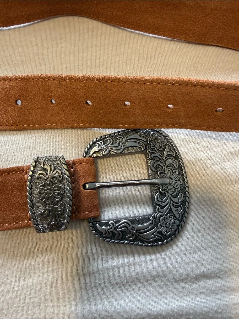 Free People Women's Suede Western Buckle Belt in Brown